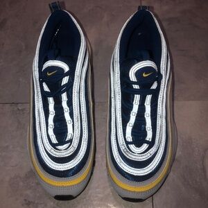 4.5y big kids or women size 5.5 or 6 Nike air max blue and yellow